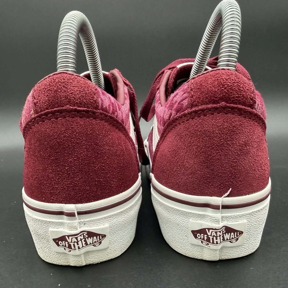 Vans Old Skool Ward Platform Women's Size 7 Burgundy Suede Plaid Mix Sneakers